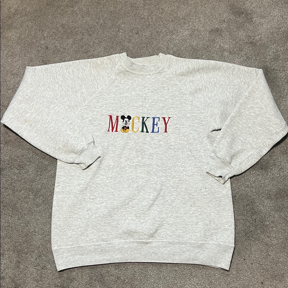 Vintage Mickey Mouse Embroidered Sweatshirt Grey size Large